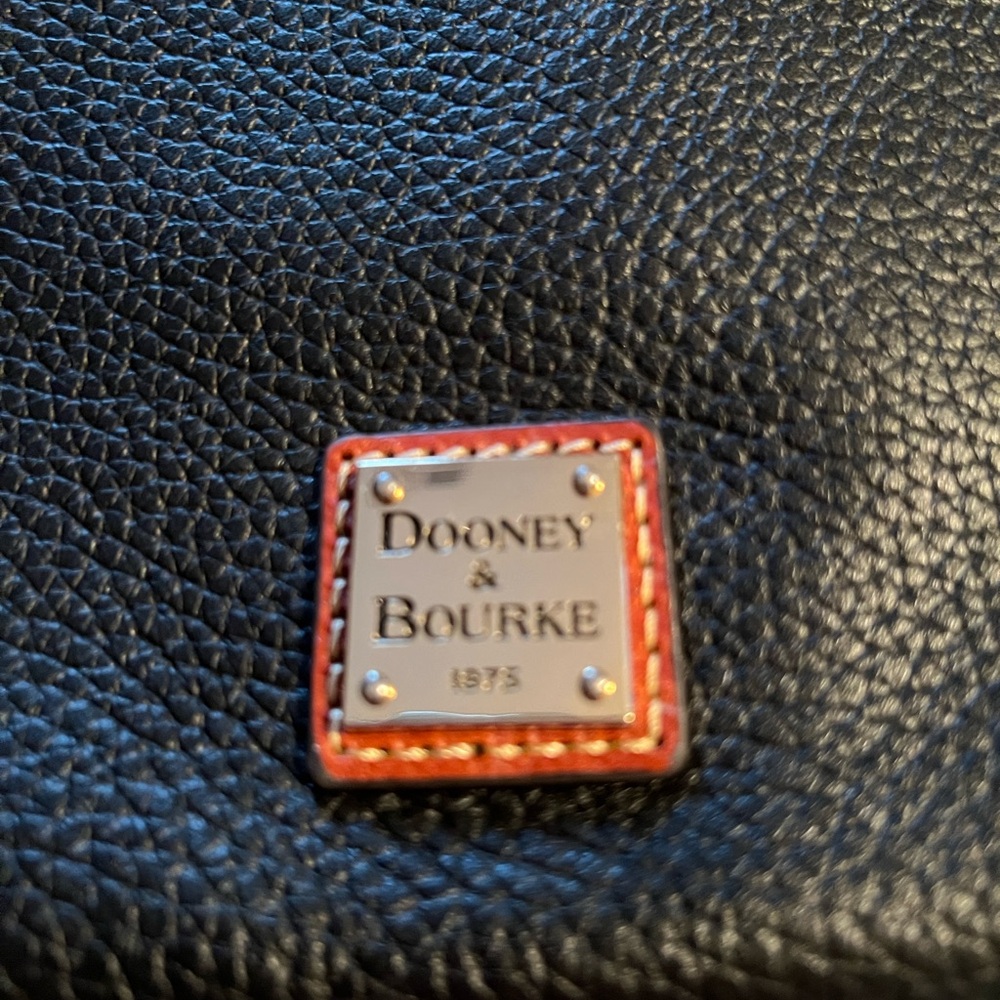 Dooney & Bourke Black Pebbled Leather Bag with Tan Label